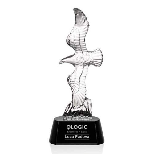 Awards and Plaques - Crystal Trophies - Coyle Eagle Black Animals Crystal Trophy