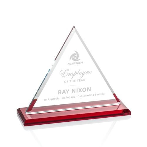 Awards and Plaques - Crystal Trophies - Melton Red Pyramid Crystal Trophy