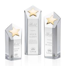 Shields Gold Star Clear Polygon Crystal Trophy - Crystal Trophies