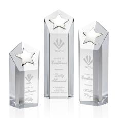 Shields Silver Star Clear Polygon Crystal Trophy - Crystal Trophies