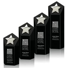 Shields Silver Star Black Polygon Crystal Trophy - Trophies