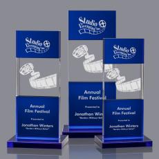 Berry 3D Blue Rectangle Crystal Trophy - Crystal Trophies