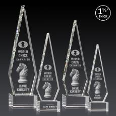 Cullen 3D on Plated Base Clear Crystal Trophy - Crystal Trophies