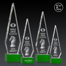 Cullen 3D on Plated Base Green Crystal Trophy - Crystal Trophies