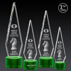 Cullen 3D on Round Base Green Crystal Trophy - Crystal Trophies