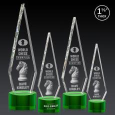 Cullen 3D on Round Base Green Crystal Trophy - Crystal Trophies