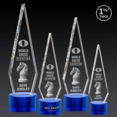 Cullen 3D on Round Base Blue Crystal Trophy - 3D Crystal Trophies