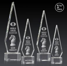 Cullen 3D on Half Round Base Clear Crystal Trophy - Crystal Trophies
