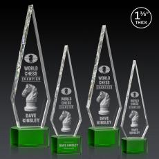 Cullen 3D on Half Round Base Green Crystal Trophy - Crystal Trophies