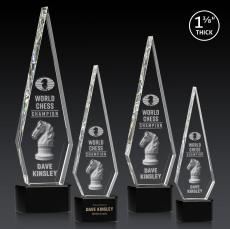 Cullen 3D on Half Round Base Black Crystal Trophy - Crystal Trophies