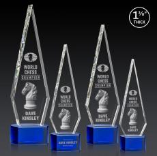 Cullen 3D on Half Round Base Blue Crystal Trophy - Crystal Trophies