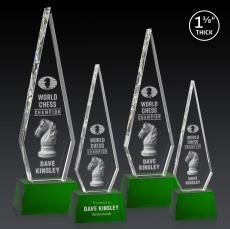Cullen 3D on Small Base Green Crystal Trophy - Crystal Trophies