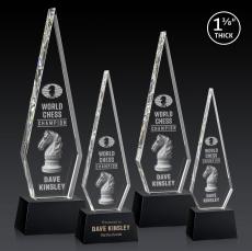 Cullen 3D on Small Base Black Crystal Trophy - Crystal Trophies