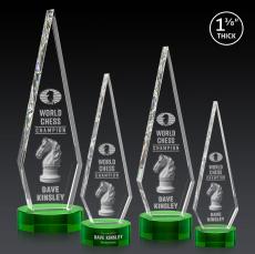 Cullen 3D on Lockwood Base Green Crystal Trophy - Crystal Trophies