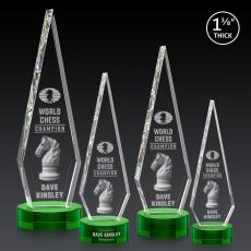 Cullen 3D on Lockwood Base Green Crystal Trophy - 3D Crystal Trophies