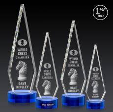 Cullen 3D on Lockwood Base Blue Crystal Trophy - Crystal Trophies