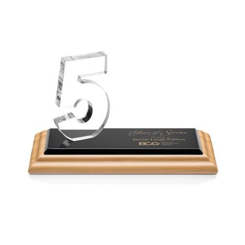 Awards and Plaques - Crystal Trophies - Hutchison Anniversary Bamboo/Black Wood Trophy