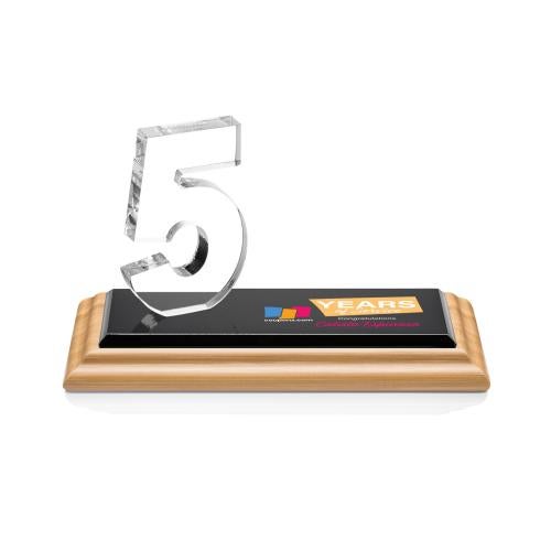 Awards and Plaques - Crystal Trophies - Hutchison Anniversary Full Color Bamboo/Black Wood Trophy