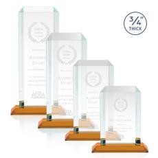 Carey Amber Rectangle Crystal Trophy - Crystal Trophies