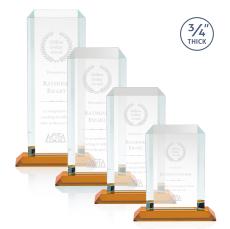 Carey Amber Rectangle Crystal Trophy - Crystal Trophies