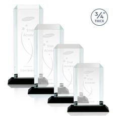Carey Black Rectangle Crystal Trophy - Crystal Trophies