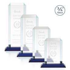 Carey Blue Rectangle Crystal Trophy - Crystal Trophies