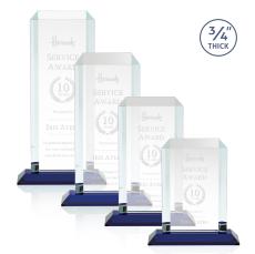 Carey Blue Rectangle Crystal Trophy - Crystal Trophies
