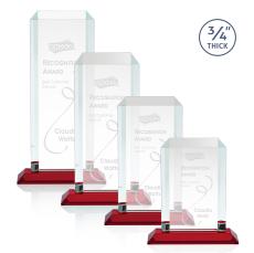 Carey Red Rectangle Crystal Trophy - Crystal Trophies