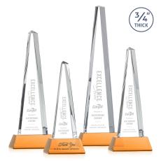 Womack Tower on Helton Base Amber Towers Crystal Trophy - Crystal Trophies