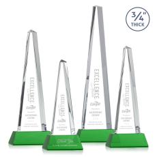 Womack Tower on Helton Base Green Towers Crystal Trophy - Crystal Trophies