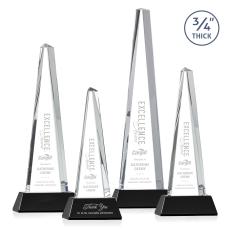 Womack Tower on Helton Base Black Towers Crystal Trophy - Crystal Trophies