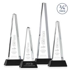 Womack Tower on Helton Base Black Towers Crystal Trophy - Crystal Trophies