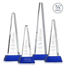 Womack Tower on Helton Base Blue Towers Crystal Trophy - Crystal Trophies