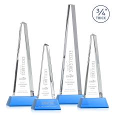 Womack Tower on Helton Base Sky Blue Towers Crystal Trophy - Crystal Trophies