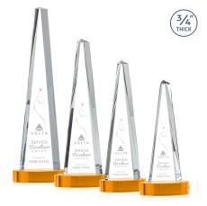 Womack Tower on Alberton Base Amber Towers Crystal Trophy - Crystal Trophies