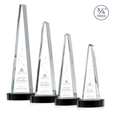 Womack Tower on Alberton Base Black Towers Crystal Trophy - Crystal Trophies