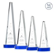 Womack Tower on Alberton Base Blue Towers Crystal Trophy - Crystal Trophies
