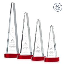 Womack Tower on Alberton Base Red Towers Crystal Trophy - Crystal Trophies