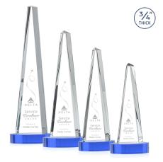 Womack Tower on Alberton Base Sky Blue Towers Crystal Trophy - Crystal Trophies