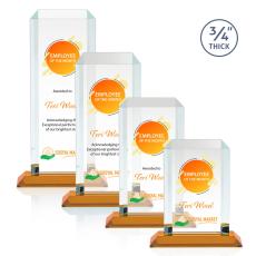 Carey Full Color Amber Rectangle Crystal Trophy - Crystal Trophies