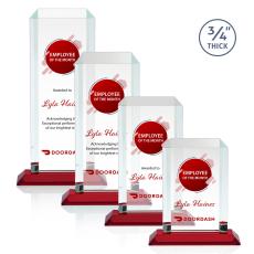 Carey Full Color Red Rectangle Crystal Trophy - Custom Trophies