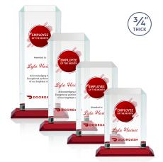 Carey Full Color Red Rectangle Crystal Trophy - Crystal Trophies