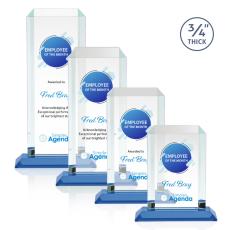 Carey Full Color Sky Blue Rectangle Crystal Trophy - Custom Trophies