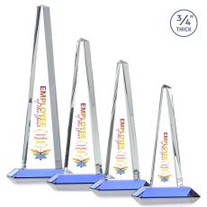 Employee Gifts - Womack Tower Full Color Sky Blue Towers Crystal Trophy