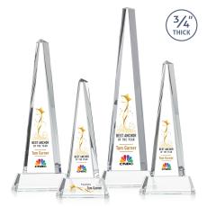 Womack Tower Full Color on Helton Base Clear Towers Crystal Trophy - Crystal Trophies