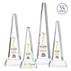 Womack Tower Full Color on Helton Base Clear Towers Crystal Trophy - Crystal Trophies
