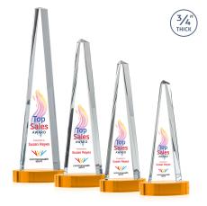 Womack Tower Full Color on Alberton Base Amber Towers Crystal Trophy - Crystal Trophies