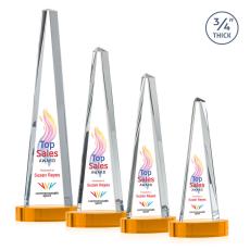 Womack Tower Full Color on Alberton Base Amber Towers Crystal Trophy - Crystal Trophies