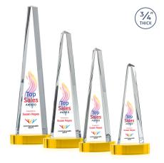 Womack Tower Full Color on Alberton Base Gold Towers Crystal Trophy - Crystal Trophies