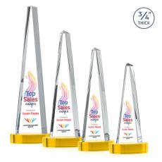 Womack Tower Full Color on Alberton Base Gold Towers Crystal Trophy - Crystal Trophies